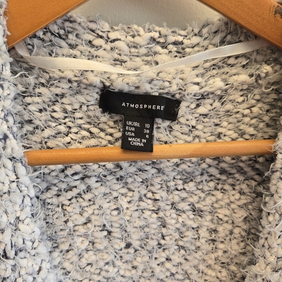 Atmosphere 6 Small Soft Gray White Cardigan Sweater - Picture 3 of 4